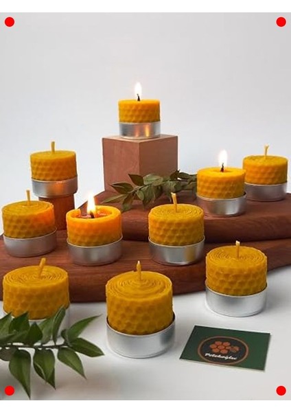 12 Adet Doğal Petek Balmumu Tealight Mum