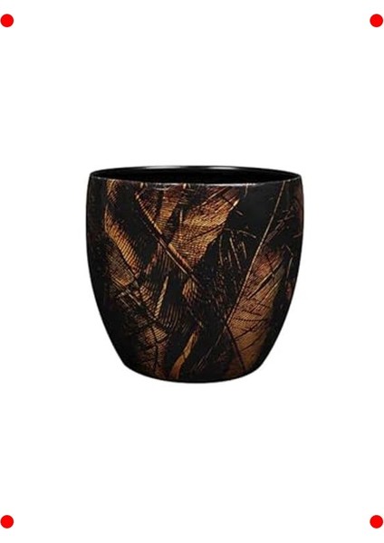 Modern Siyah Metal Saksı Orta Boy 17X15 cm