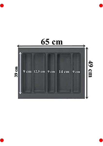 5 Bölmeli Kesilebilir Çekmece Içi Düzenleyici - Gri (65X49 Cm) fiyatları