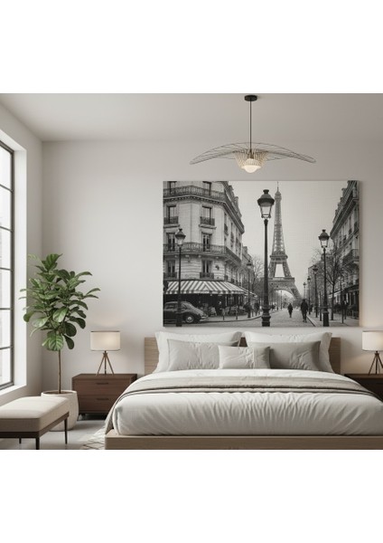 Lüks Siyah Beyaz Eyfel Kulesi Paris Kanvas Tablo | Çerçevesiz Salon ve Antre Dekorasyonu fiyatları