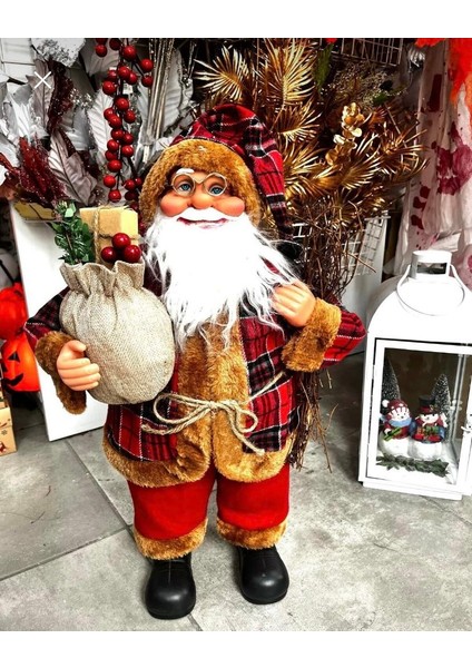 Yılbaşı Kırmızı Noel Baba Figür Biblo 62 cm
