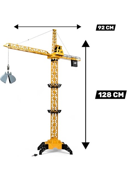 Dev Boy Uzaktan Kumandalı 128 cm Tam Otomatik Gövdesi ve Halatı Hareketli Şarjlı Kule Vinç