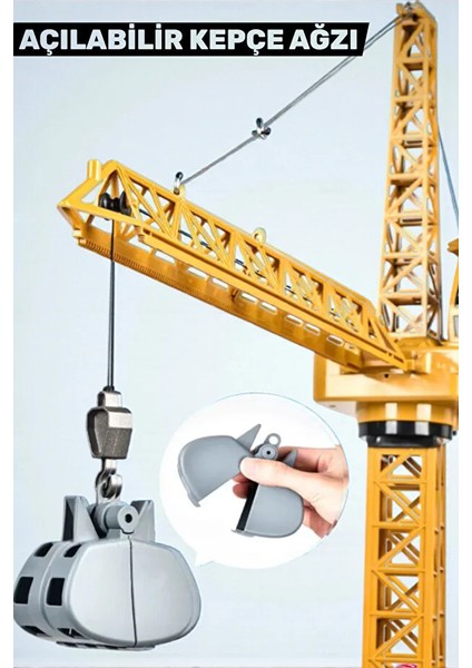 Dev Boy Uzaktan Kumandalı 128 cm Tam Otomatik Gövdesi ve Halatı Hareketli Şarjlı Kule Vinç fiyatları