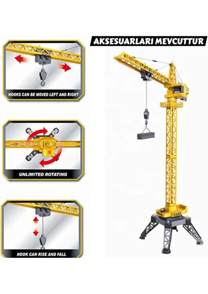 Dev Boy Uzaktan Kumandalı 128 cm Tam Otomatik Gövdesi ve Halatı Hareketli Şarjlı Kule Vinç