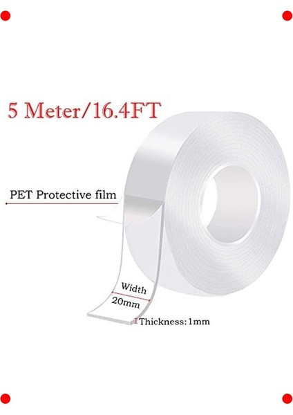 Nano Yıkanabilir Çift Taraflı Bant | Güçlü Şeffaf 5m fiyatları