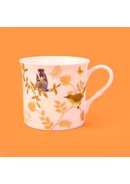 Kitchen Kuş Desenli New Bone Kupa - Beyaz - 300 ml