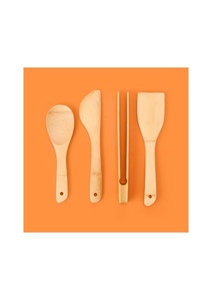 Mioli 4 Parça Bambu Mutfak Seti - Açık Kahverengi