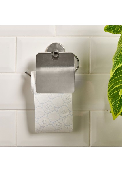 Lüx Geniş Kapaklı Kağıtlık - Krom - 13X5X12,3 cm