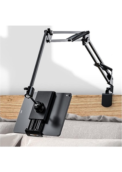 Metal Kollu Tablet ve Telefon Tutucu 360° Ayarlanabilir – Masa & Yatak Kenarı Için Esnek Stand