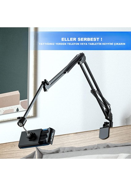 Metal Kollu Tablet ve Telefon Tutucu 360° Ayarlanabilir – Masa & Yatak Kenarı Için Esnek Stand modelleri