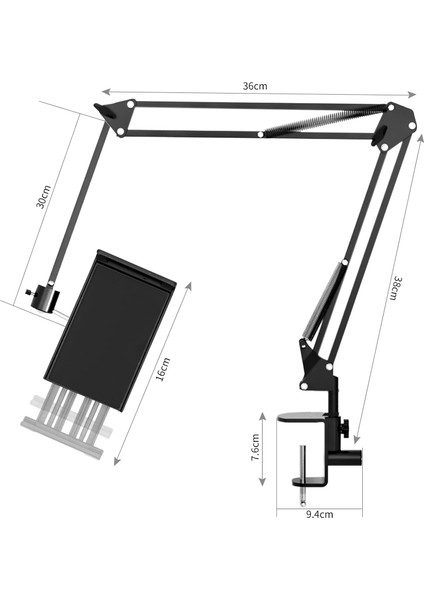 Metal Kollu Tablet ve Telefon Tutucu 360° Ayarlanabilir – Masa & Yatak Kenarı Için Esnek Stand