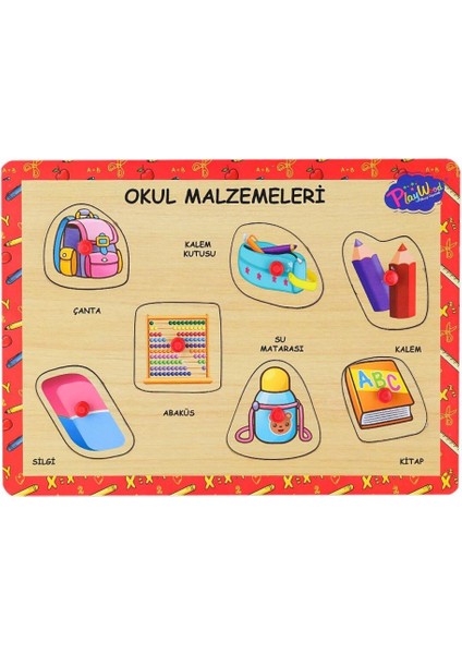 ONY-196-197 Ahşap Tutmalı Okul Malzemeleri -Onyıl Oyuncak