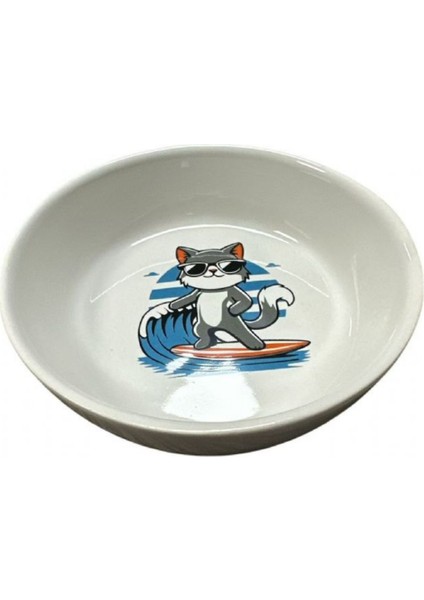 Seramik Mama ve Su Kabı Surf Kedi 250ML