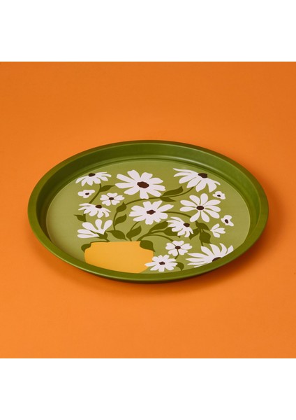 Çiçekli Tepsi - Yeşil - 35 cm fiyatları