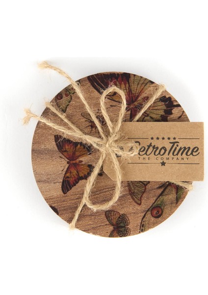 Time 6'lı Kelebek Bardak Altlığı - Kahverengi - 10 cm fiyatları