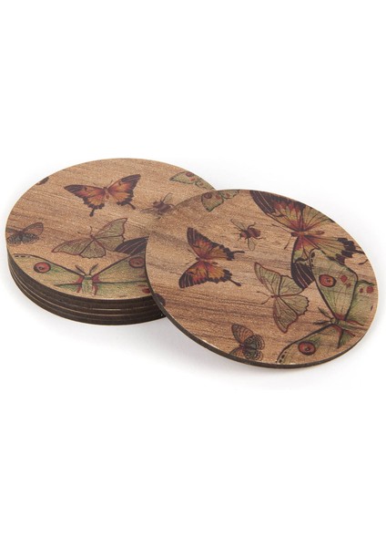 Time 6'lı Kelebek Bardak Altlığı - Kahverengi - 10 cm modelleri