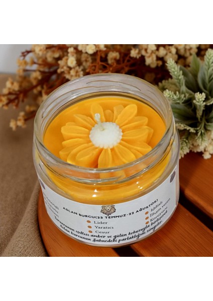 Aslan Burcu Kokulu Mum – Turuncu Soya Wax El Yapımı Amber & Gül Cam Kavanoz Mum fiyatları