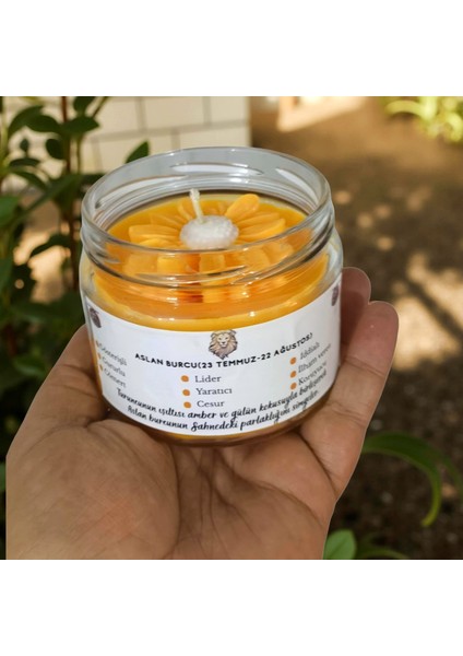 Aslan Burcu Kokulu Mum – Turuncu Soya Wax El Yapımı Amber & Gül Cam Kavanoz Mum modelleri