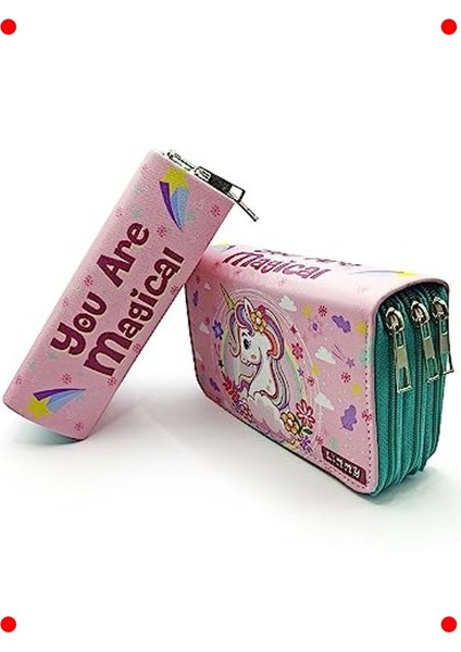 Unicorn Temalı Organizer Kalem Kutusu - Yeşil fırsatları
