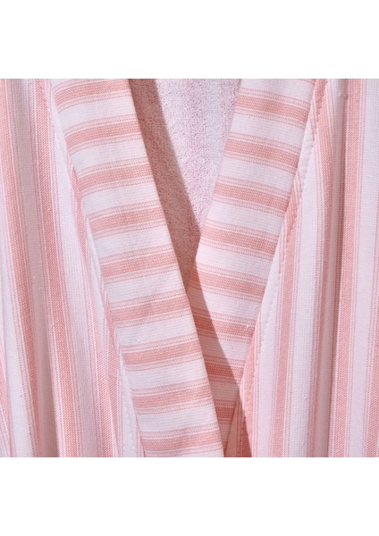 Soft Kimono Çizgili Kadın Bornoz - Beyaz / Pembe - L / Xl fiyatları