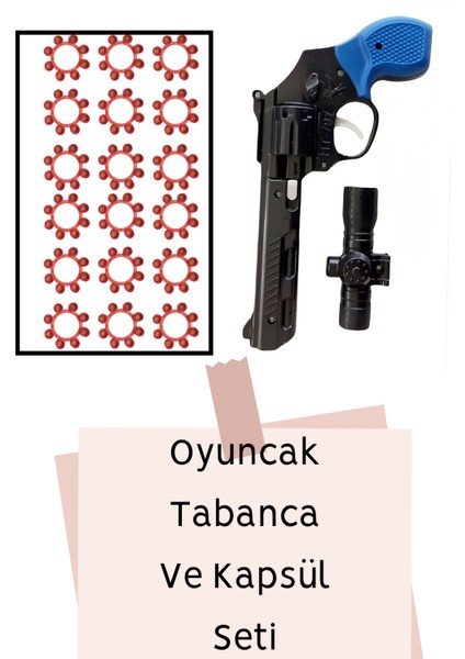 Oyuncak Patlak Tabanca ve Kapsül Seti 2 Si 1 Arada