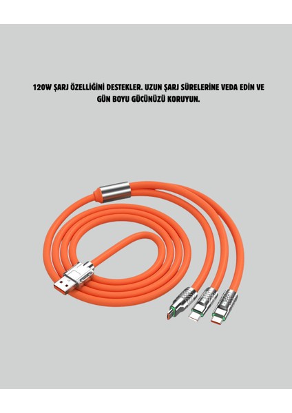 Nrzsnt 120 W Hızlı Çözüm Sunan 3'ü 1 USB Şarj Kablosu– Sağlam Gövde modelleri