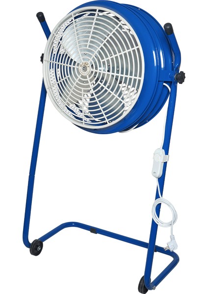 Ayas Devekuşu Retro Tekerlekli Sanayi Tipi Vantilatör - Mavi