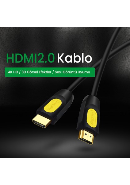 4K 60Hz 18Gbps HDR ARC HDCP Destekli HDMI 2.0 Kablo 2 Metre modelleri
