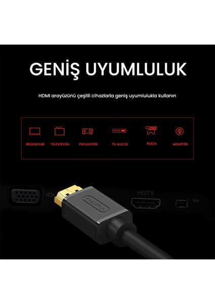 4K 60Hz Dişi Erkek HDMI 2.0 Uzatma Kablosu 1.5 Metre