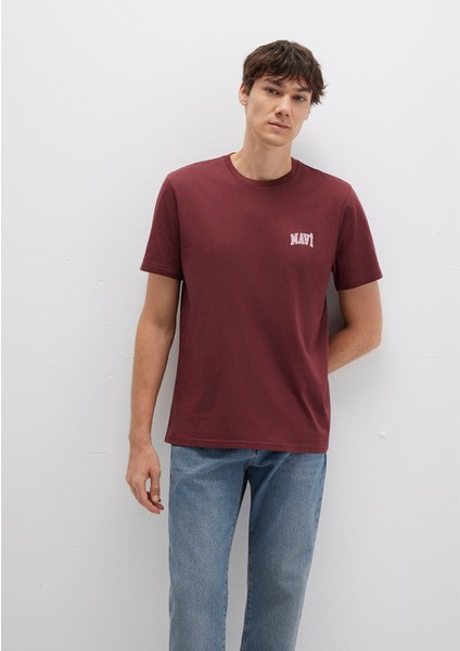 Mavi Logo Baskılı Bordo Tişört 0611714-70396