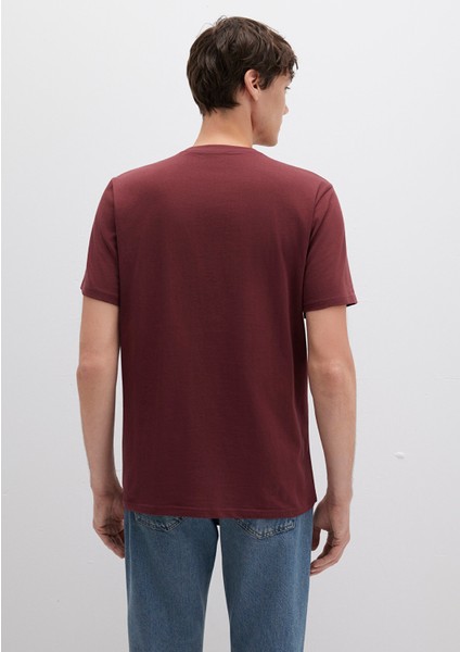 Mavi Logo Baskılı Bordo Tişört 0611714-70396