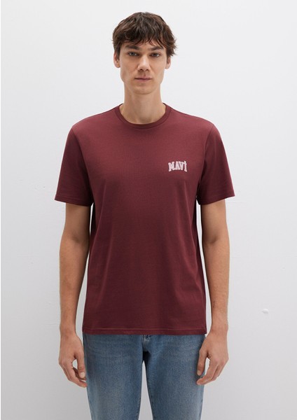 Mavi Logo Baskılı Bordo Tişört 0611714-70396