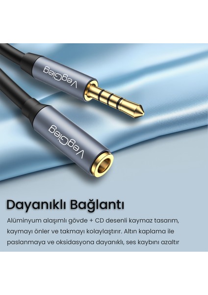 3.5mm TRRS Aux Kulaklık Mikrofon Ses Uzatma Kablosu 1 Metre fırsatları