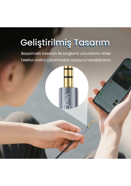 3.5mm TRRS Aux Kulaklık Mikrofon Ses Uzatma Kablosu 1 Metre indirimleri