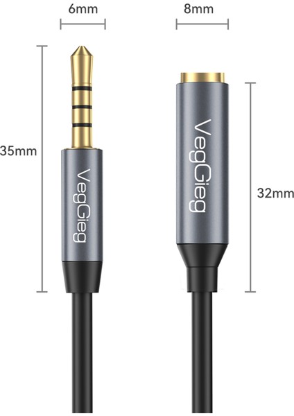 3.5mm TRRS Aux Kulaklık Mikrofon Ses Uzatma Kablosu 1 Metre