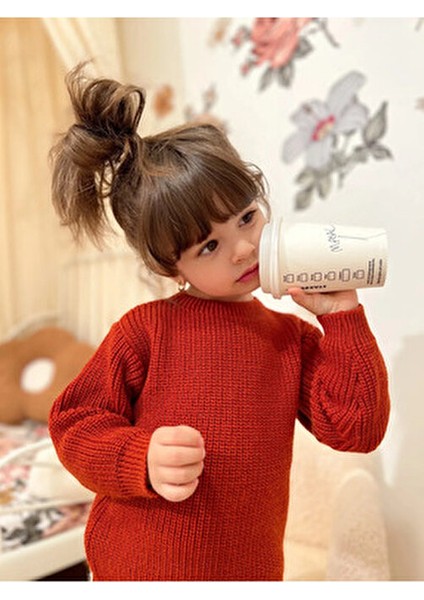 Unisex Bisiklet Yaka Triko Kazak Rahat Kullanım İçin 6 Ay-5 Yaş Kırmızı modelleri