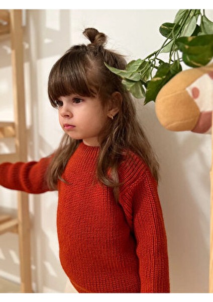 Unisex Bisiklet Yaka Triko Kazak Rahat Kullanım İçin 6 Ay-5 Yaş Kırmızı indirimleri