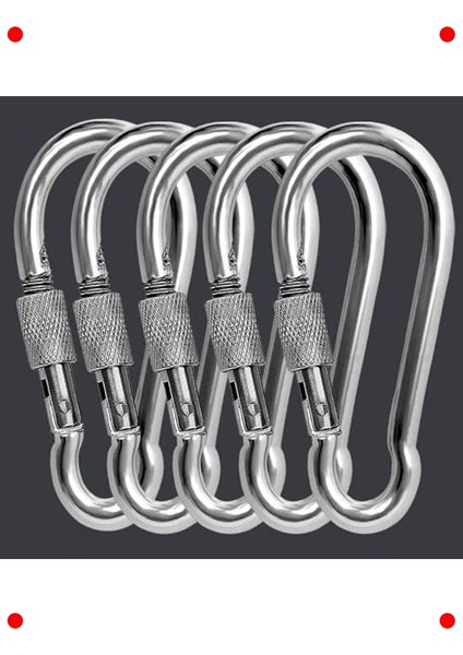 Paslanmaz Çelik Karabina Kilit 10MM - 5 Adet