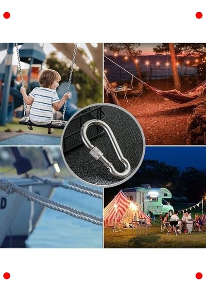 Paslanmaz Çelik Karabina Kilit 10MM - 5 Adet modelleri