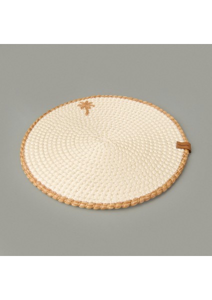 Soft Palm Nakışlı Supla - Ekru - 33X33 cm