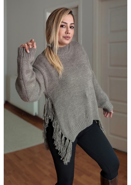 Kenarları Püsküllü Tasarım Kazak modelleri