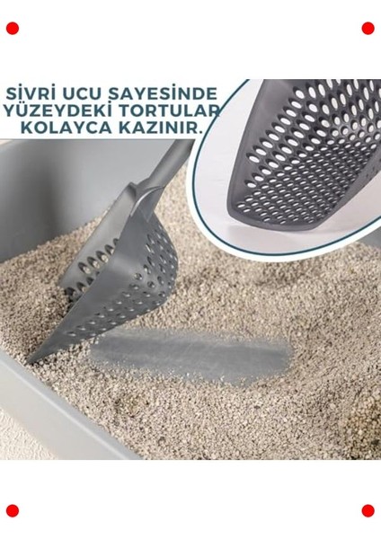 Ince Taneli Kedi Kumu Eleme Küreği - Gri fiyatları