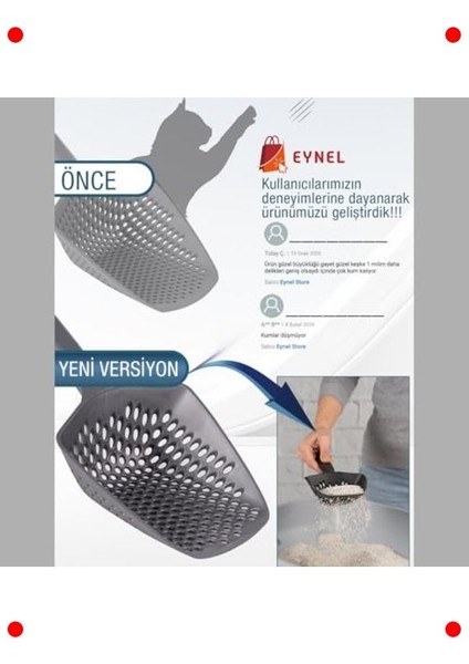 Ince Taneli Kedi Kumu Eleme Küreği - Gri fırsatları