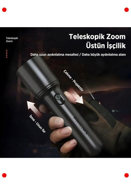 Şarj Edilebilir Zoomlu 400 Lümen LED El Feneri indirimleri