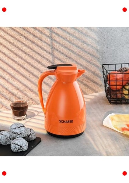 1 Litre Cam Termos - Canlı Turuncu Renk