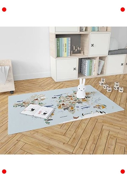 Hayvanlar Atlası Tasarımlı Çocuk Oyun Matı - Bebek Halısı fırsatları