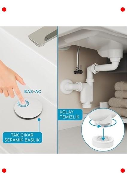 Yer Tasarruflu Pop-Up Lavabo Sifonu (Taşmasız) modelleri