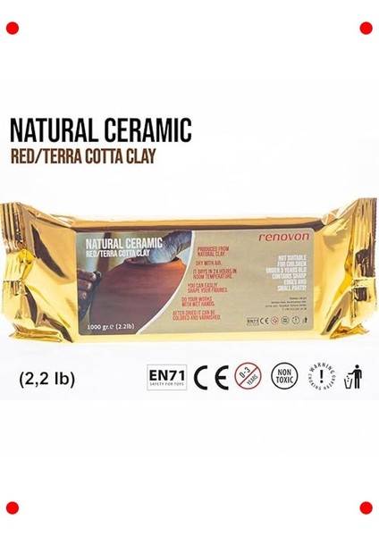 Kırmızı Seramik Modelleme Kili - 1 Kg, Fırınsız fiyatları