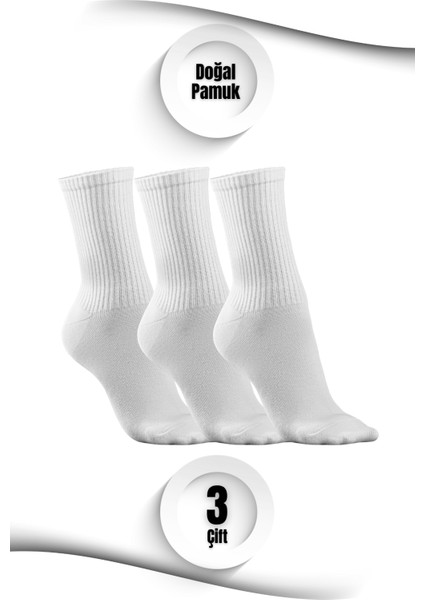 Erkek Soket Çorap 3'lü Set - Doğal Pamuk, Dikişsiz, Spor Koşu Yürüyüş ve Antrenman Çorabı