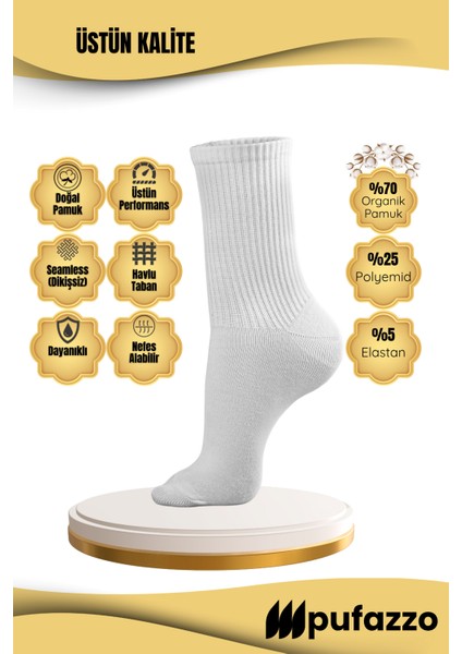Erkek Soket Çorap 3'lü Set - Doğal Pamuk, Dikişsiz, Spor Koşu Yürüyüş ve Antrenman Çorabı